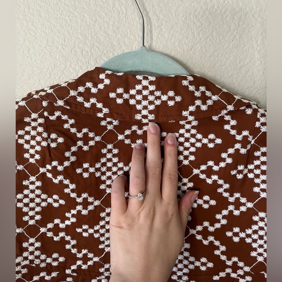 Vintage Nanette Lepore Brown White Atomic Embroidered Retro Jacket Women Size 6 - Picture 12 of 16